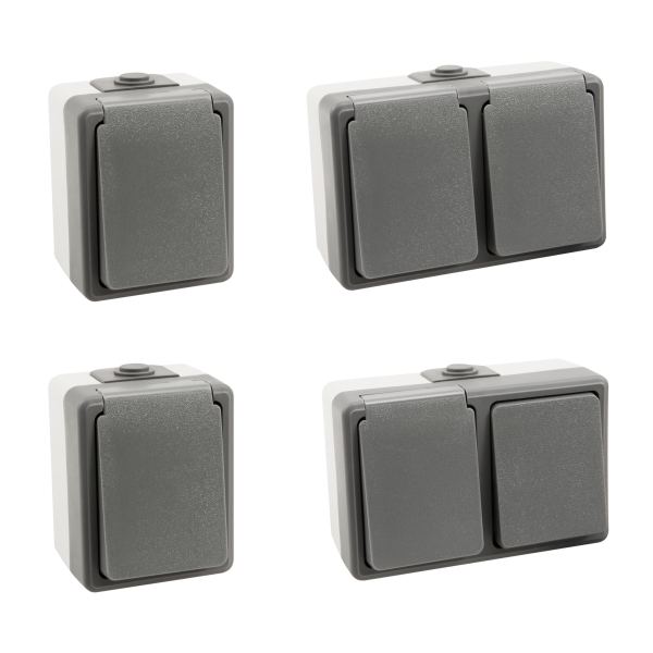 Feuchtraum Set McPower Secure Waschraum 4-teilig, grau, IP44