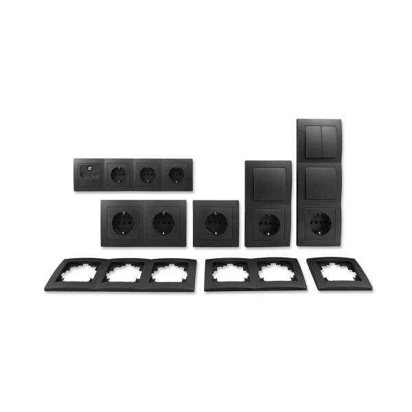 Schalter und Steckdosen Set McPower Flair Wohnlandschaft, 20-teilig, anthrazit