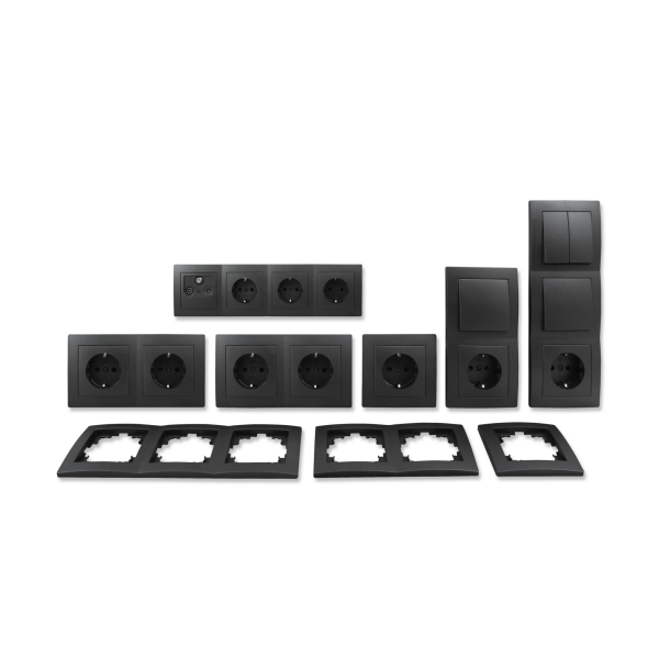 Schalter und Steckdosen Set McPower Flair Komfort 23-teilig, anthrazit