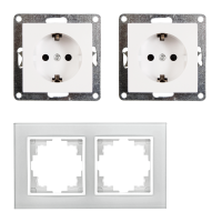 Steckdosen Set McPower Flair Beginner 2S-Style weiß + Glasrahmen