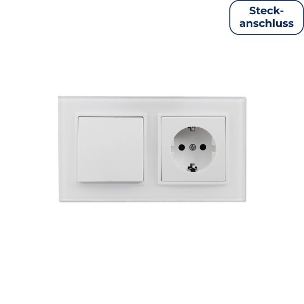 Schalter und Steckdosen Set McPower Flair Tür 2-fach-Style Profi Glasrahmen, Steckanschluss