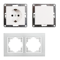 Schalter und Steckdosen Set McPower Flair Tür 2-fach-Style Profi Glasrahmen, Steckanschluss