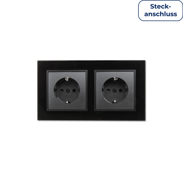 Steckdosen Set McPower Flair Beginner 2S-Style Profi anthrazit, Glasrahmen, Steckanschluss