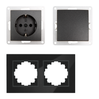 Schalter und Steckdosen Set McPower Flair Tür 2-fach-Style Profi Glasrahmen, Steckanschluss