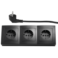 Steckdosenblock McPower "FLAIR" 250V~/16A, Schwarz, 3-Fach 2 m Kabel und Stecker