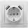 DELPHI Schutzkontakt-Steckdose, weiß 250V~/ 16A, UP, 2x USB Buchse je 5V/1A