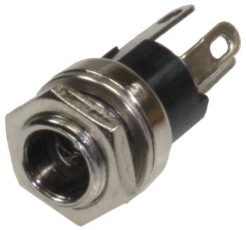 Einbaubuchse für 2,1/5,5mm Hohlstecker max. 12V DC / 3A, Ø 10mm, Lötanschluss