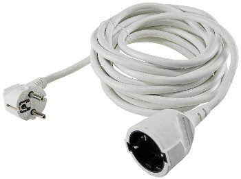 Schutzkontakt-Verlängerung, 5m, weiß H05VV-F3G 1,5mm² 16A/250V