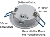 Decken-Einbau-Bewegungsmelder 360° FLAT LED geeignet, 8m Detektion, weiß,80x30mm