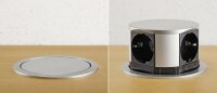 Schreibtisch-Einbausteckdose 4-fach versenkbar, 4x Schutzkontakt-Steckd.