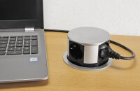 Schreibtisch-Einbausteckdose 4-fach versenkbar, 4x Schutzkontakt-Steckd.