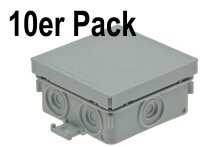 Feuchtraum-Kabelabzweigkasten, 10er Pack 75x75x40mm, IP54, 7-fach, grau