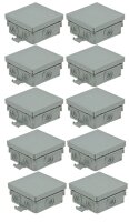 Feuchtraum-Kabelabzweigkasten, 10er Pack 75x75x40mm, IP54, 7-fach, grau