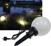 Garten Kugelleuchte Erdspieß "CT-GL20cm" IP44, 230V, 1,5m Kabel, E27 Fassung