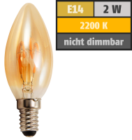 LED Filament Kerzenlampe McShine Retro E14, 2W, 150lm, warmweiß, goldenes Glas