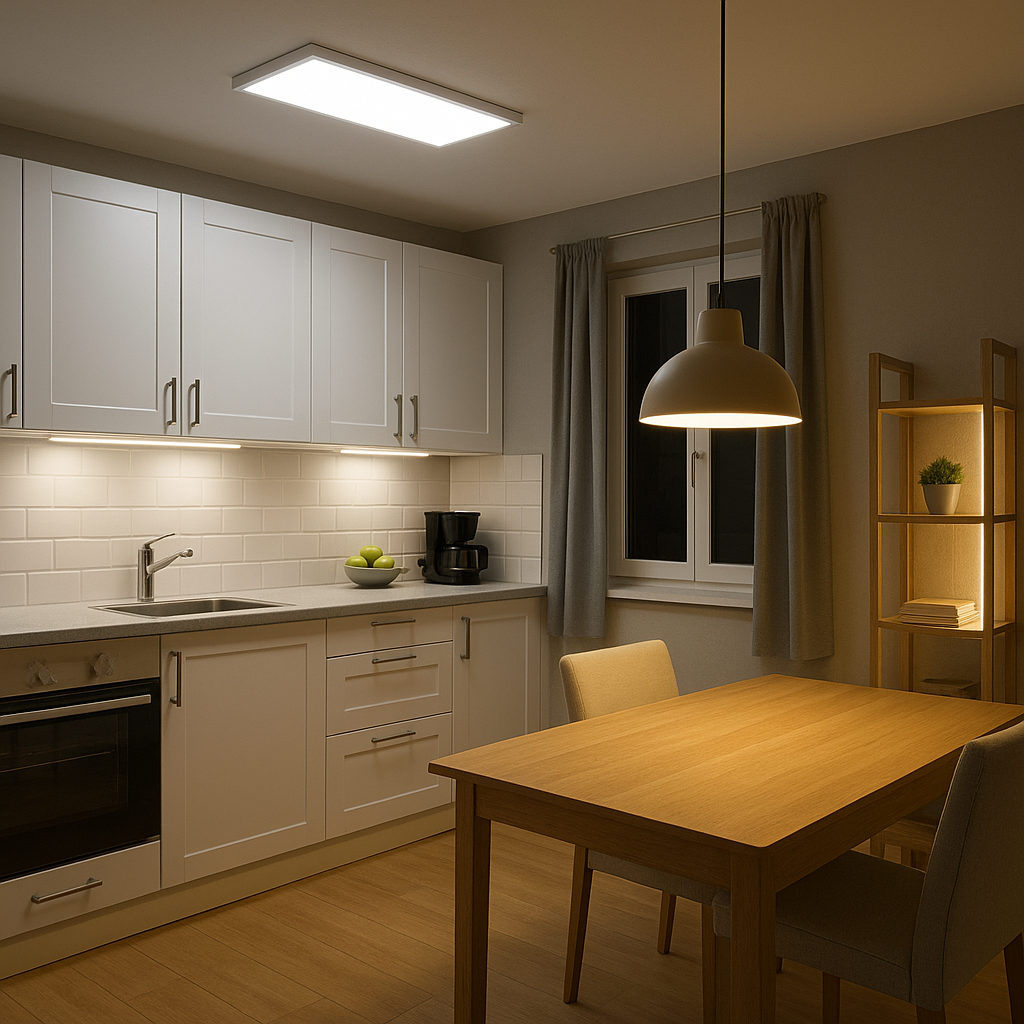 Küche mit angenehmer beleuchtung